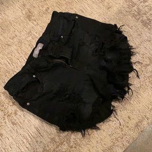 Black 2Sable Jean Cut-Off Shorts